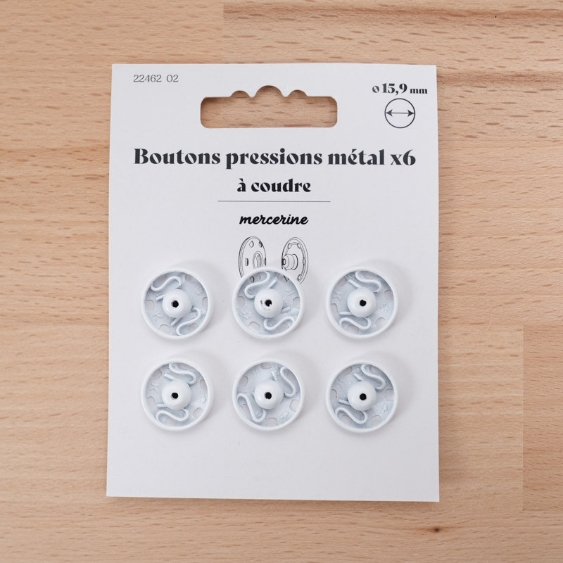 Bouton Pression taille 15,9MM blanc laqué